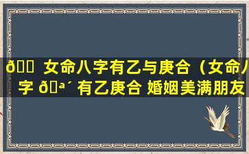 🐠 女命八字有乙与庚合（女命八字 🪴 有乙庚合 婚姻美满朋友多）